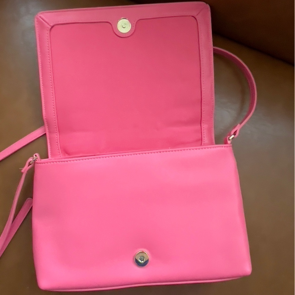 A New Day Pink Basket Weave Woven Barbie Crossbody Shoulder Bag Purse - Picture 5 of 11
